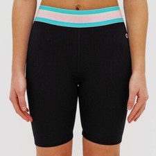  20 Champion Kid's Girl's Black Striped Elastic Waist Bike Stretch Shorts Size L