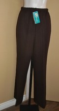 Ladies VTG 1970s Dark Brown Small Square Textured Poly Dress Pants Sz 10 NWT