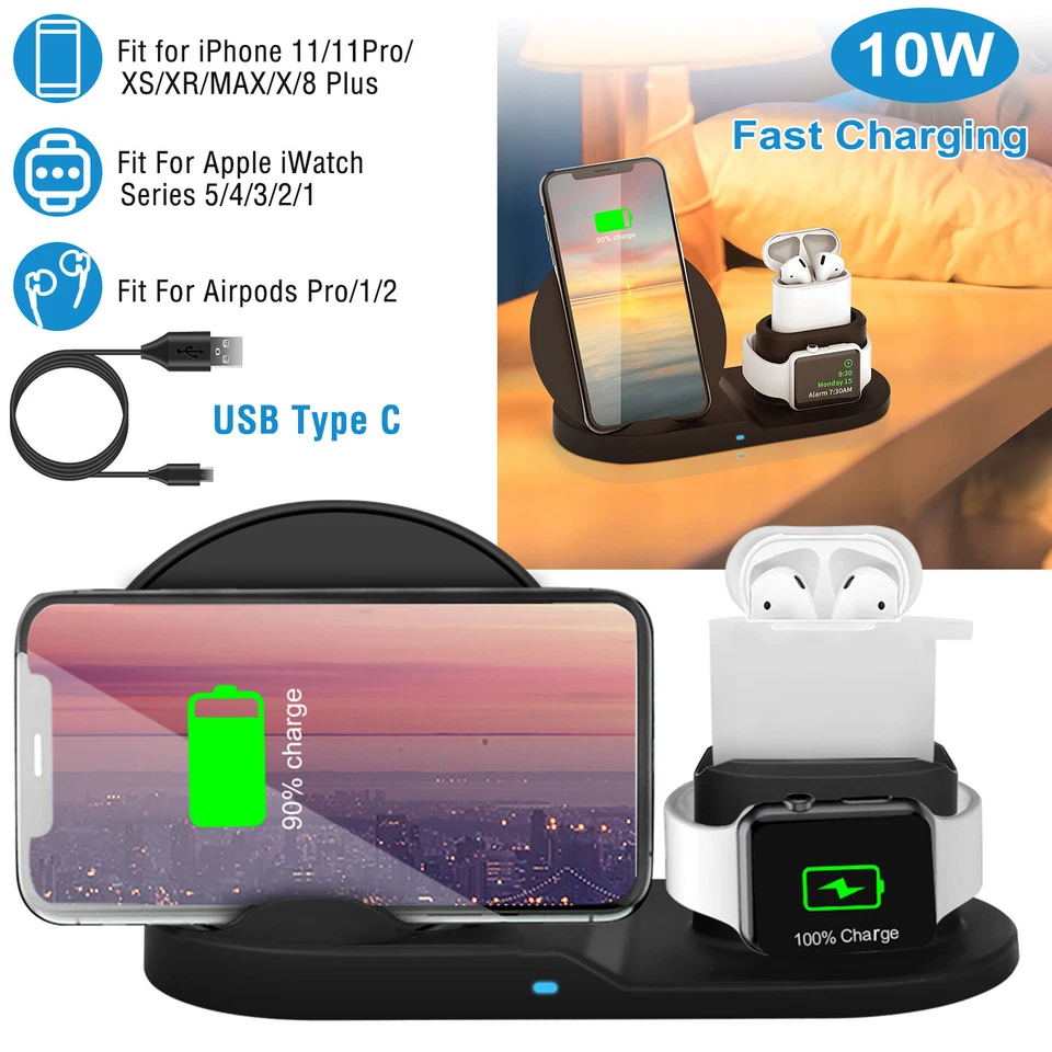 3 in 1 Charging Dock Charger Stand For Apple Watch Serie Air Pods iPhone Station - Image 4 of 4