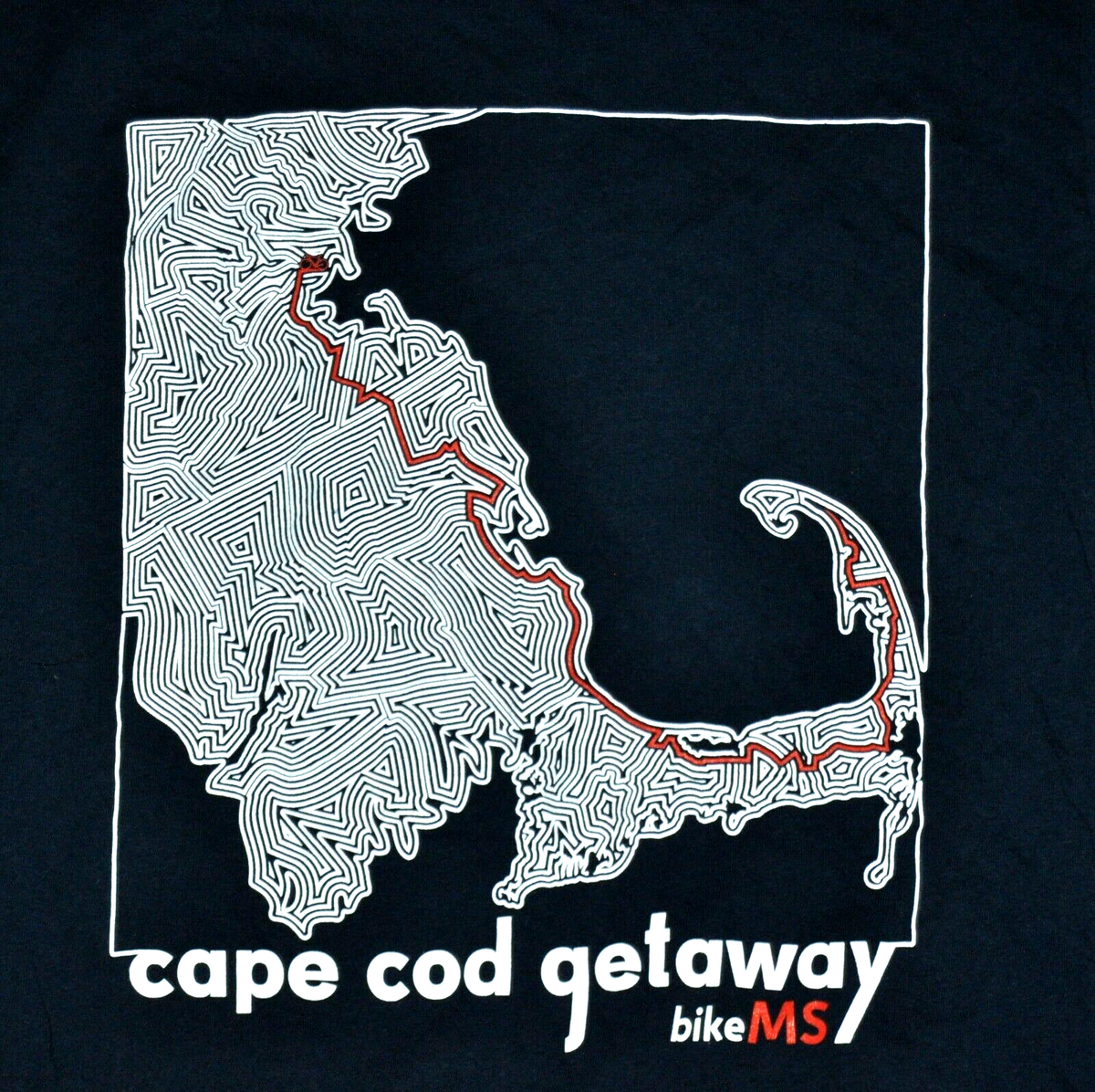 t-shirt medium cape cod bike trail massachusetts cycling 20 inches