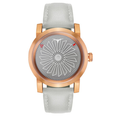 Zinvo Blade Essence Automatik Turbine Stahl Grau Gold Leder Damenuhr