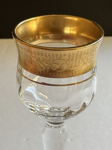 4 Ransgil Rambler Rose Optic Clear Cordial Glasses 1oz Gold Rim 4” Rare - Picture 8 of 24