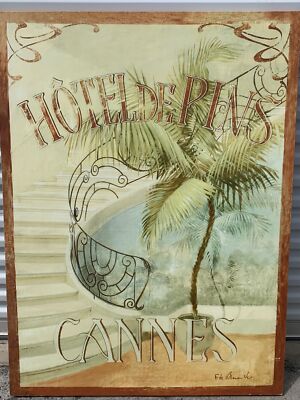 FABRICE de VILLENEUVE Hotel Des Pins De Cannes STRETCHED CANVAS Giclee  sj7m1s