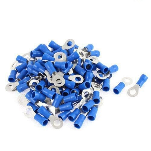 Pre-Insulated Ring Terminals 3.7mm Blue - 100 Pieces FREE DELIVERY - Picture 1 of 6