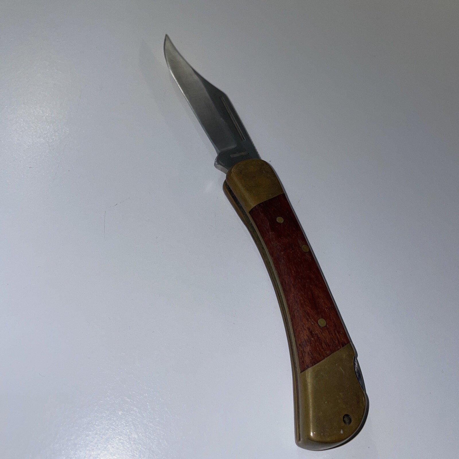 Vintage Folding Hunter Knife Stainless Steel 3 Inch Blade Wood Handle