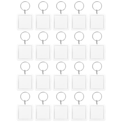 20 Pcs Diy Picture Keychain Picture Acrylic Blank Empty Photo Keyrings