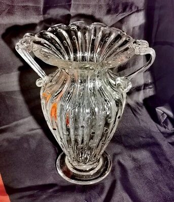 Vintage antike Kristallglas Blumenvase  Glas Vase Pokalvase 22 cm - Bild 1 von 4