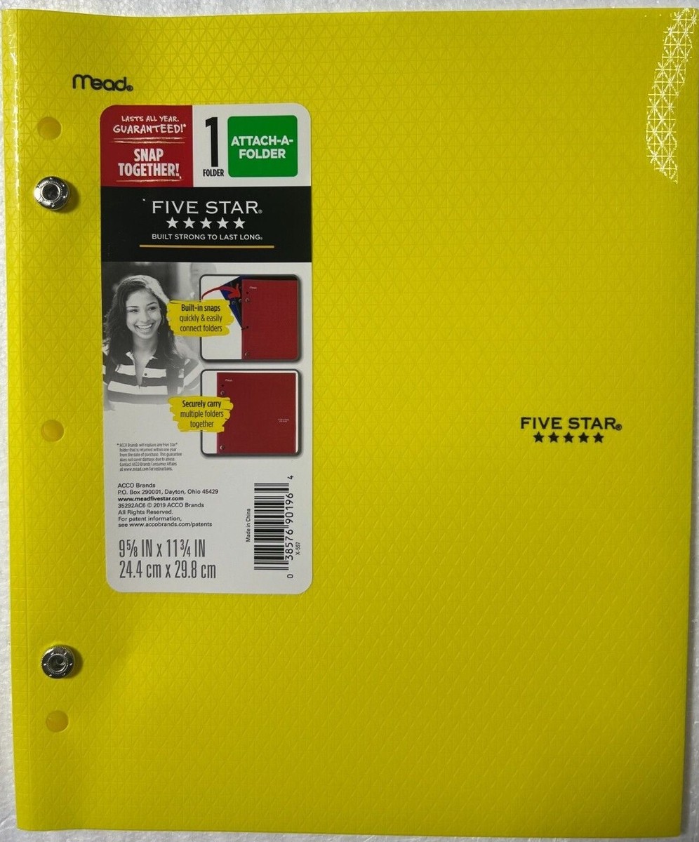 Mead Five Star Attach-A-Folder Snap Together Multiple Colors