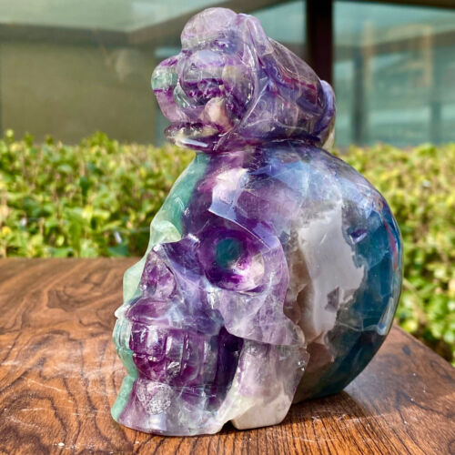 3.22LB Natural Colourful Fluorite Hand Carved Crystal Skull Meditation - Zdjęcie 3 z 13