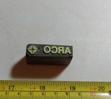 Vintage Letterpress Printing Block ARCO Advertising Logo