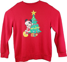 Disney Mickey Mouse as Santa Claus with Christmas Tree Size Large Red Pullover L