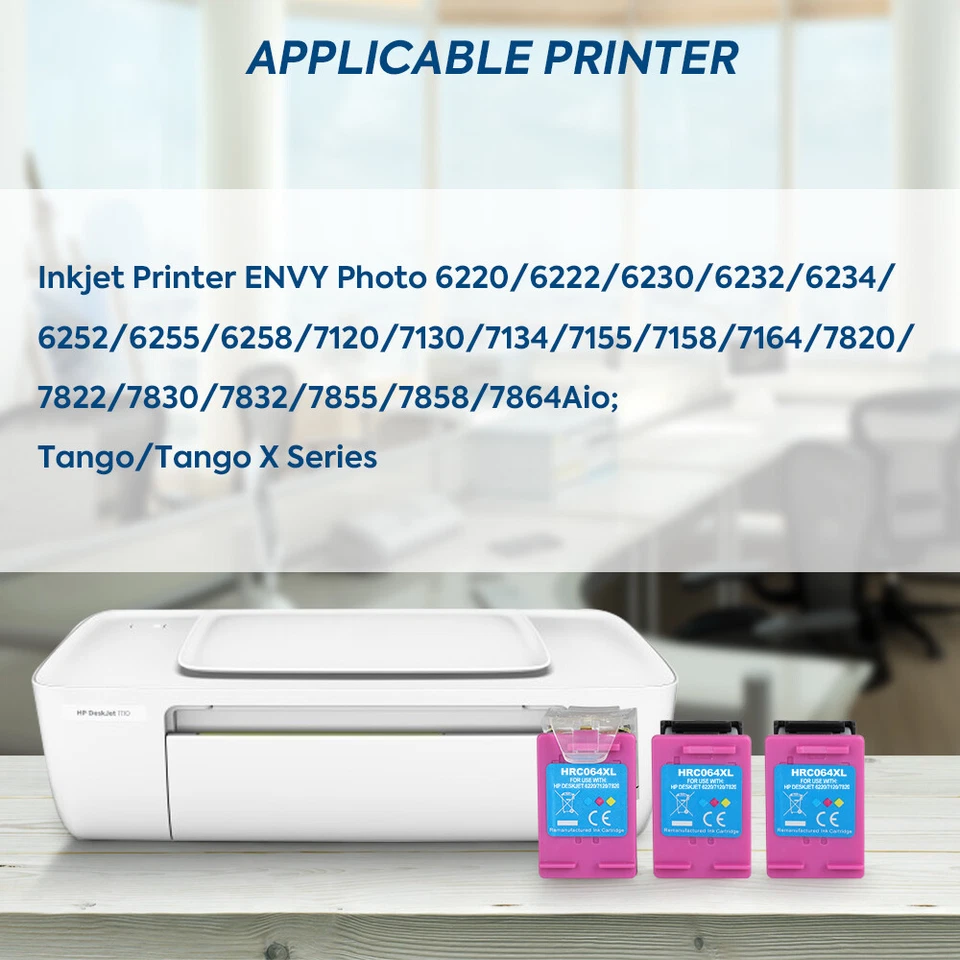 64XL Ink Cartridge Compatible for HP E-64 XL HP Envy 6222 6232 6255 3PK Color - Image 4 of 4
