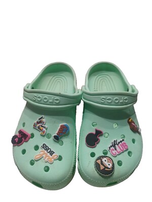 Crocs Classic Green Clog J3, With Charms Kids Play