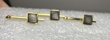 Vintage Swank Set Of 3 Gray Abalone Tuxedo Studs Square Gold Tone .25  vg