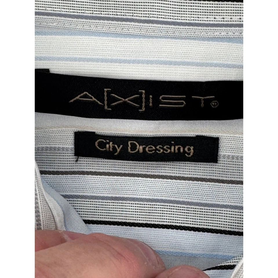 AXIST Shirt Mens Large L Striped Long Sleeve Dress City Dressing 100% Cotton New - Image 2 of 4