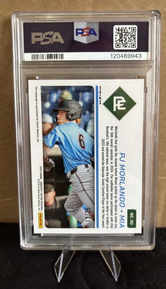 🔥🔥2024 PROSPECT EDITION PJ MORLANDO PROS TICKET-SIG-GREEN PULSAR /25 POP 1🔥🔥 - Image 2 of 2