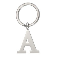Initial Letter Keychain Men Women A-Z Key Ring Silver Letter A