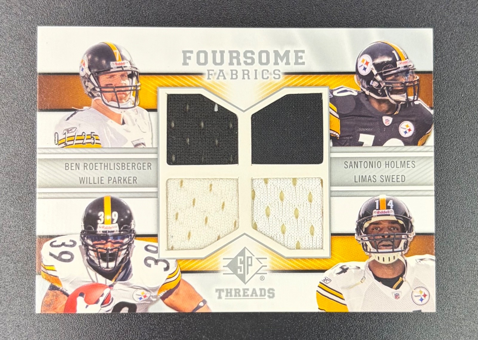 2009 SP Threads Foursome Fabrics Roethlisberger Holmes Parker Sneed /25 Steelers