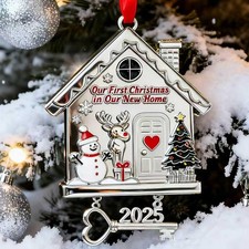 First Christmas in Our New Home Ornament 2025, Metal Christmas Hanging Decoratio