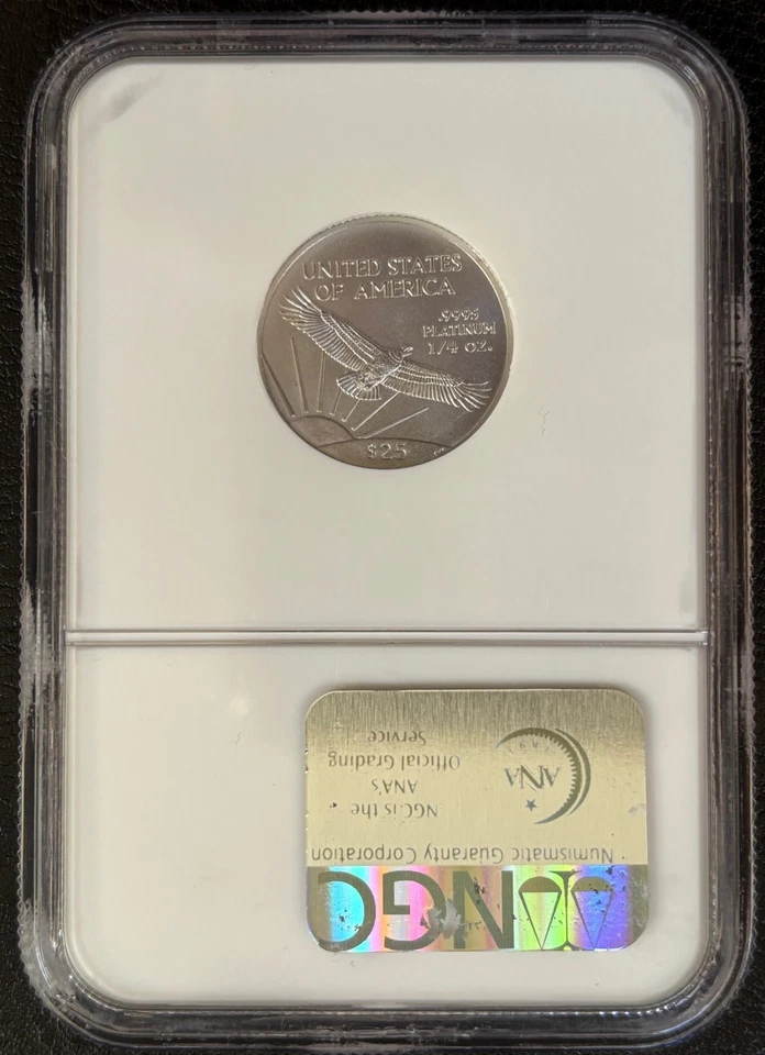 2004 Platinum American Eagle $25 1/4 ounce NGC MS69-Older Holder (#1016) - Image 2 of 4