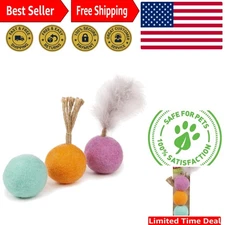 Multi-Textured Wacky Woolies Felt Balls - Engaging Cat Toys in Vibrant Colors