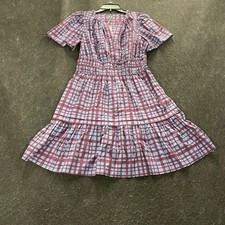 ANTHROPOLOGIE The Somerset Mini Dress Women's Size XS Blue Plaid