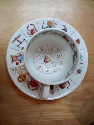 Vintage Royal Kendal Tea Cup & Saucer Zodiac Fortune Teller England