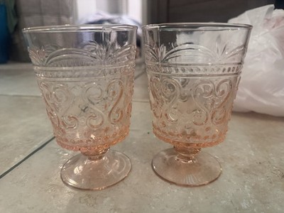 Provenzale Zafferano Pink Footed Heart Swirl Glasses set of 2 Vintage HTF