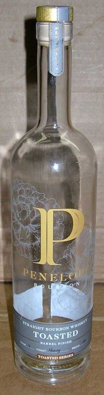 PENELOPE Toasted Straight Bourbon Whiskey 750ml, EMPTY BOTTLE, 13 1/2" TALL