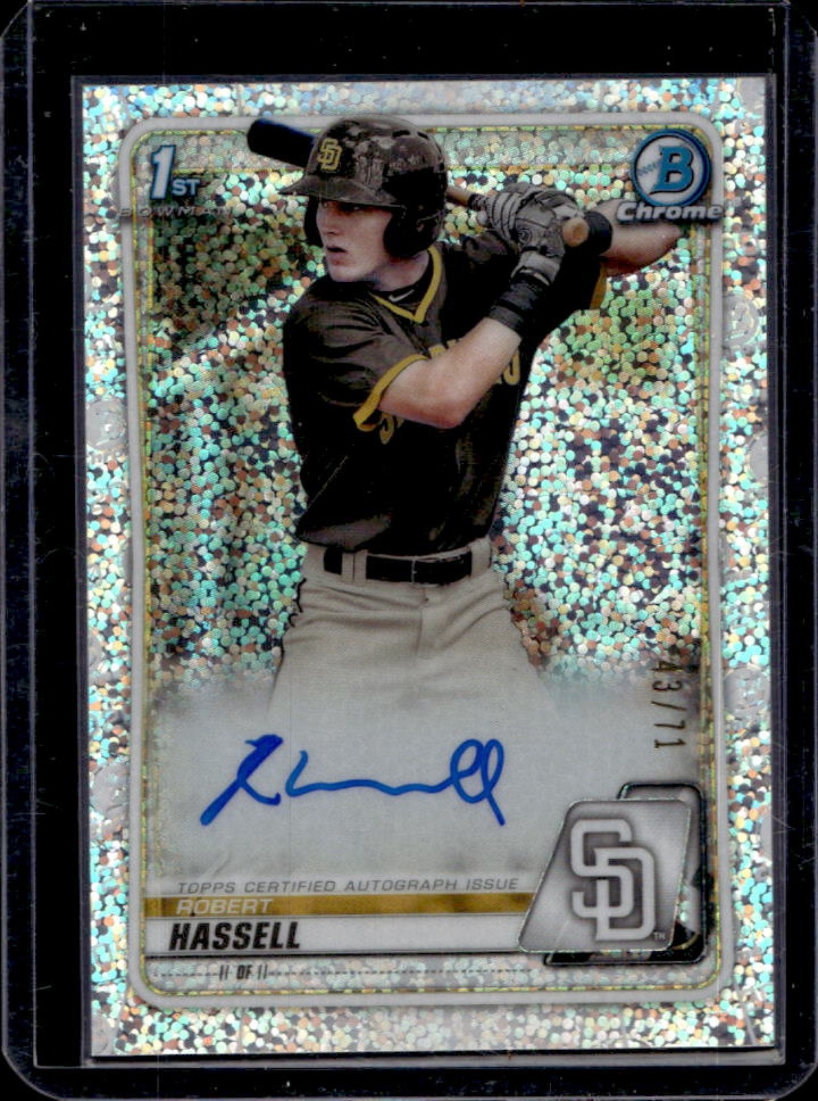 2020 Bowman Draft Robert Hassell Chrome Auto 1st Sparkle Refractor #43/71