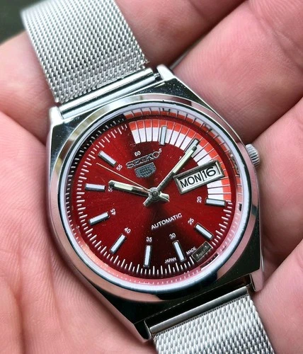 Vintage Seiko 5 Sports Red 'Racing' Dial 6309A Automatic Refurbished 38mm
