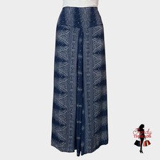 Boho Hippie Side Slit Pants SMALL Blue Wide Leg Ankle High Rise Harem Gypsy Yoga