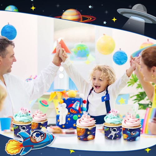 150 Pieces Space Party Supplies Galaxy Ice Cream Paper Cups Disposable Snack ... - Picture 6 of 7