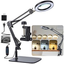 5-Diopter Glass Lens Magnifying Lamp - Adjustable Swivel Arm