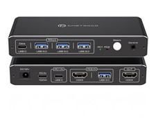 USB-C KVM Switch Dock Dual PC 2 Computers 1 Monitor HDMI USB 3.0 5Gbps CMSTEDCD
