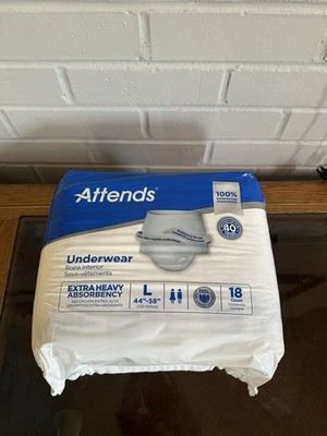 ATTENDS Adult Extra Heavy Absorbency Diapers Pull Ups LARGE 18 Count
