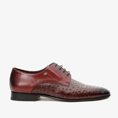 Vinci Leather The Porto Alegre Burgundy Leather Derby Men Shoe EU 44 US 10.5-11