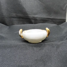 Vtg White Porcelain Open Salt Cellar w/Gold Handles and Trim - Austria (#103)