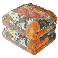 Boho Throw Blanket for Couch Sofa Bed, 100 Cotton Woven Quilt with Tassel 60...