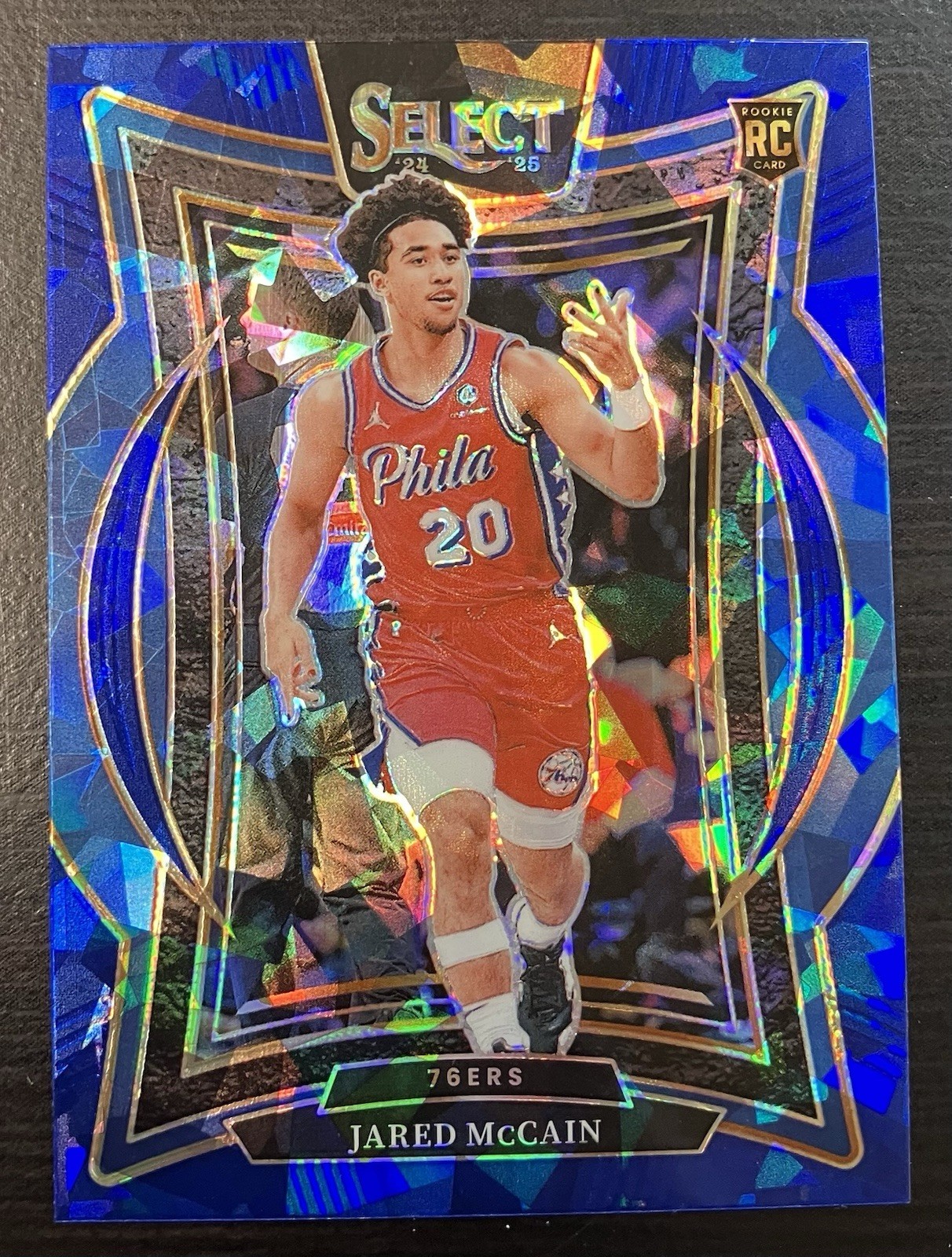 2024-25 Panini Select - Jared McCain #82 Concourse Level Blue Cracked Ice (RC)