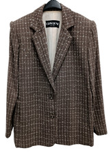 VTG Criscione Blazer Jacket XL Brown Plaid Embellished Office Academia