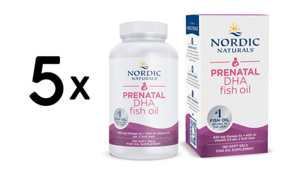 5 x Nordic Naturals Prenatal DHA Fish Oil - 180 softgels (299,99 EUR/kg)