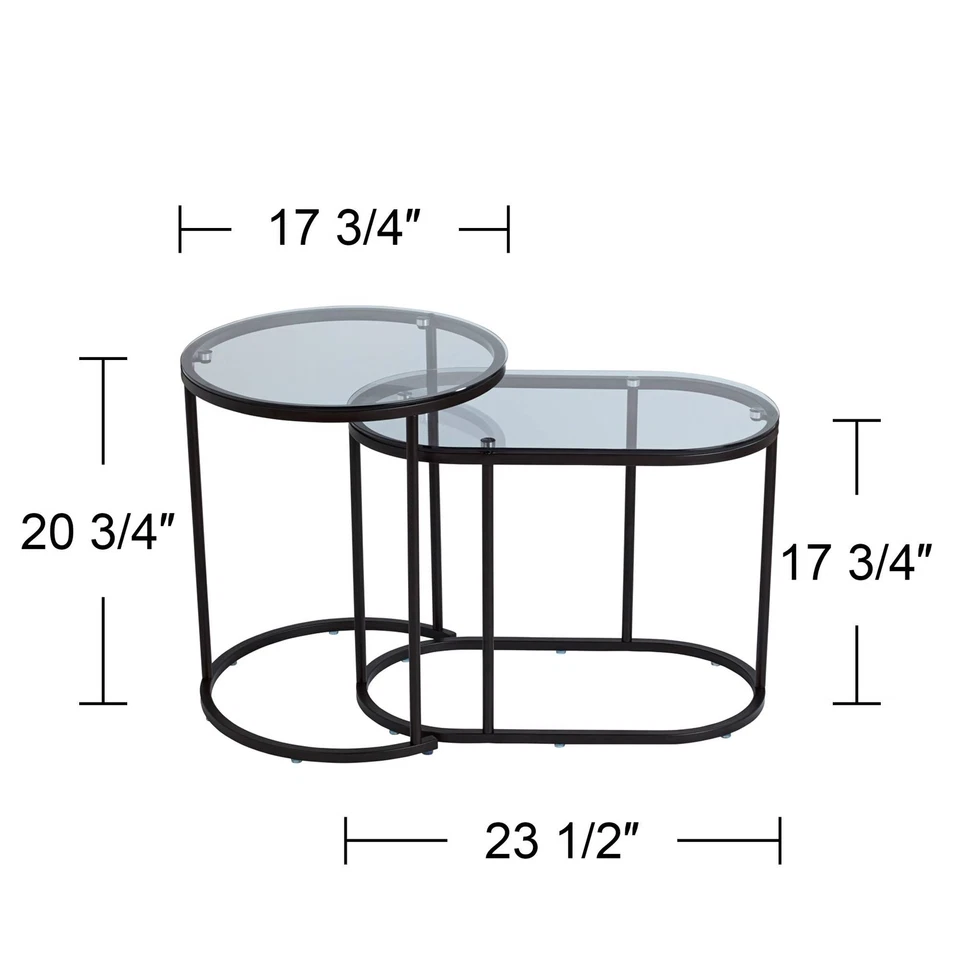 Santa Maria Glass Nesting Accent Tables Set of 2 - Image 4 of 4