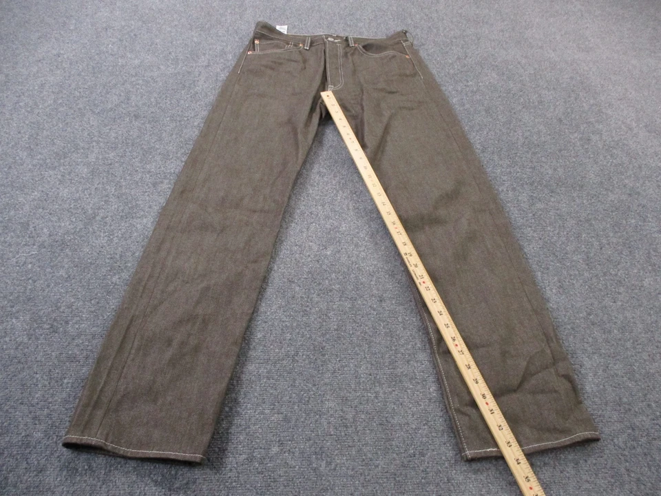 Jeans Levis Hombre 33 X 34 Marrón 501 Pierna Recta Regular Trabajo Rojo Pestaña Country Foto 3 de 4
