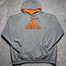 Adidas Hoodie Sweater Pullover Mens XL Gray Pockets Activewear Outdoors Casual