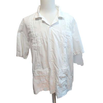 Cuba Panama Hemd weiß 4 Taschen Übergröße XL XXL Vintage Kurzarm