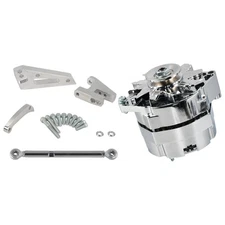 Chrome 120 AMP 1 or 3 Wire Alternator & SWP Polished Bracket Kit For Chevy SBC