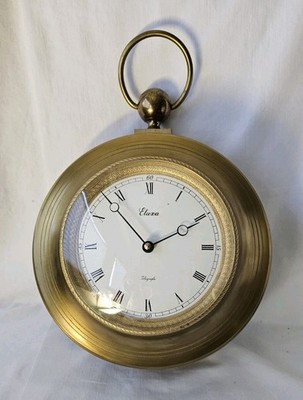 Eluxa XXL Telegraphe Wanduhr massive Messingfassung Waggon Uhr Vintage Emire 