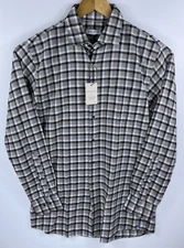 New Peter Millar Mens Button Up Plaid Light Flannel Shirt M $160 Pocket