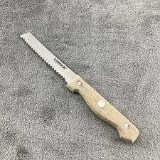 Vintage FarberWare Bread Knife 4.5” Blade Serrated Edge Wood Handle